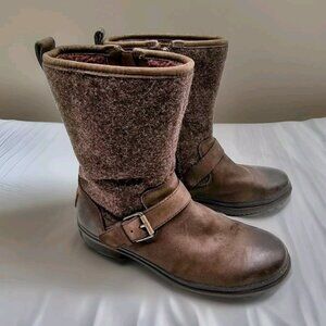 UGG Australia Robbie Leather And Wool Boots Side Zip Waterproof Women's Size 6